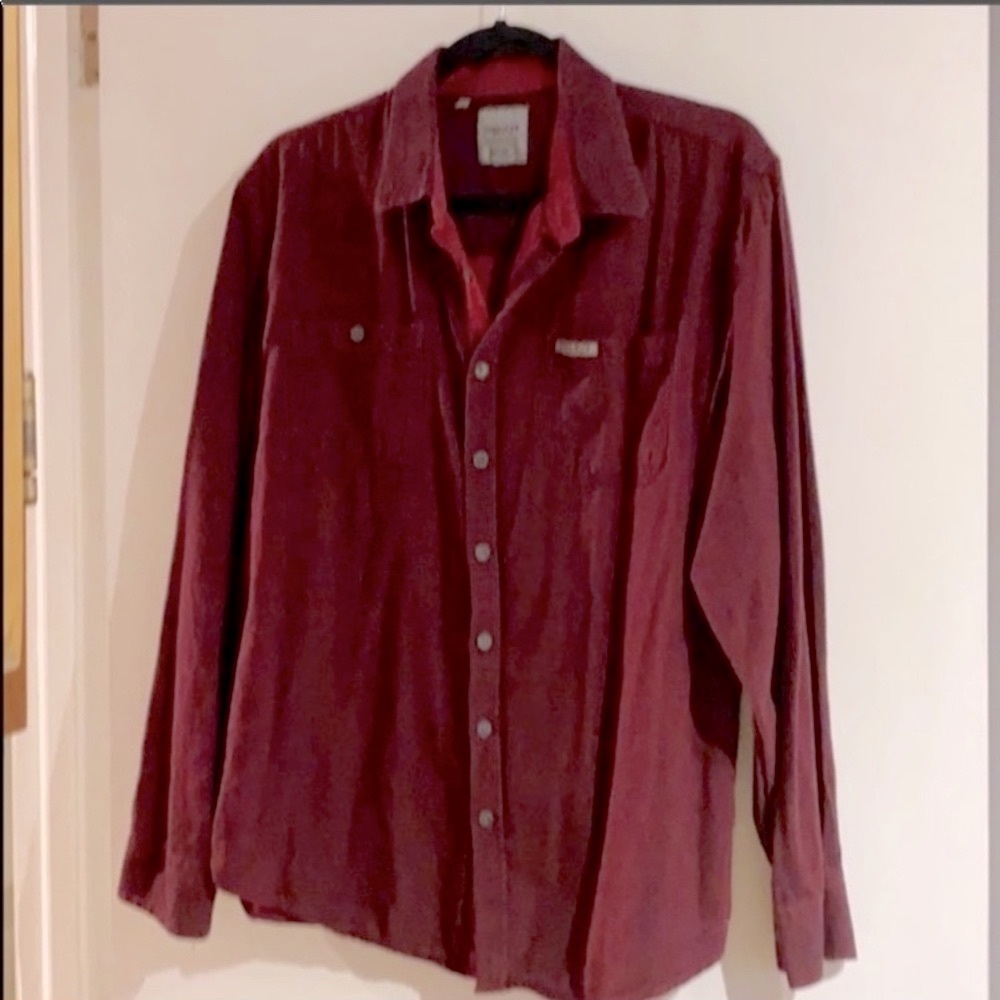 POINT ZERO Burgundy Denim Men’s Shirt !!! Size Large - Picture 4 of 8